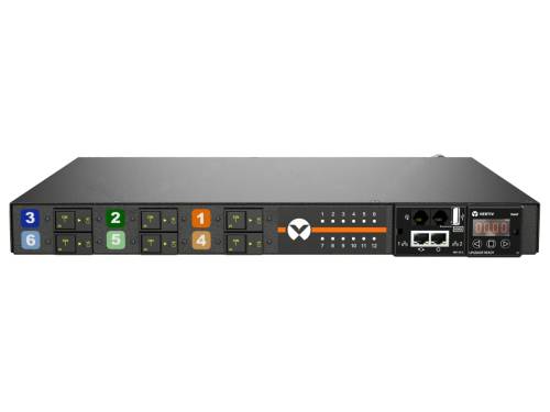 Vertiv Geist MGR3E1R6-12CF13-3PS56B2H10-S, Monitorowany, 0U, Trójfazowy, Poziome, Czarny, 12 x gniazdo sieciowe