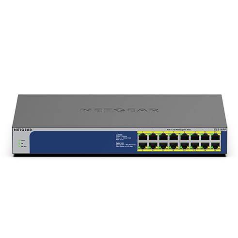 Switch Netgear GS516PP-100EUS 16p PoE 260W (PoE+: 16p) Unmanaged Gigabit