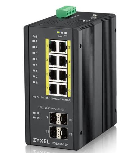 Switch Zyxel RGS200-12P PoE(PoE+: 8;)  240W Managed Gigabit Rugged