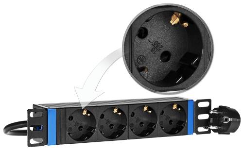 4GN-S - listwa zasilająca 10" - 4 gniazda SCHUKO