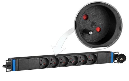 6GN-E - listwa zasilająca 19" - 6 gniazd EURO