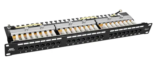 PP24H-1U-UTP6/B - patch panel 19" - 24-porty UTP 6