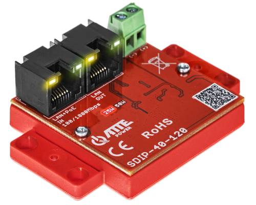 SDIP-40-120 - adapter PoE Gigabit obniżający napięcie do 12V 40W