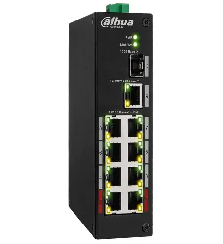 PFS3110-8ET-96-V2 - switch przemysłowy PoE 8-port + 1 RJ45 + 1 SFP