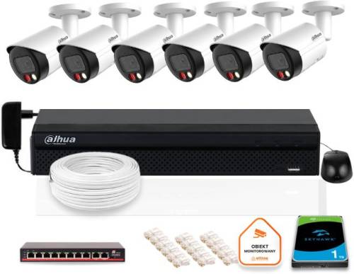 Zestaw monitoringu IP DAHUA 6x kamera IPC-HFW2849S-S-IL-0280B 8MPX