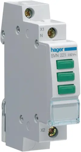 Lampka sygnalizacyjna, 230V AC, 3 x Zielony LED HAGER SVN221