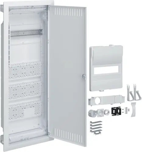 Rozdzielnica hybrydowa podtynkowa, 1 x12modułów, 3x płyta montażowa, 1x gniazdo 230V, HAGER Volta Hy