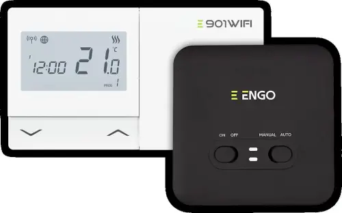 ENGO Controls E901-WIFI - Regulator temperatury bezprzewodowy, Wi-Fi, Internetowy, biały, 868MHz