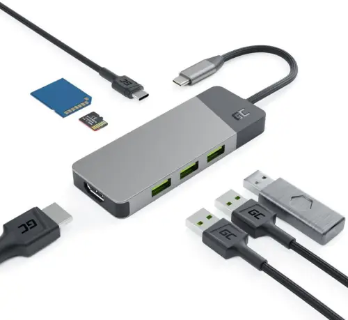 Hub USB 7w1 Green Cell Connect 3x USB-A 3.1 HDMI  4K 60Hz 1x USB-C PD 85W