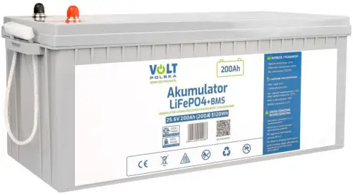 AKUMULATOR VOLT POLSKA LITOWO-ŻELAZOWO-FOSFORANOWY LiFePO4 25,6V 200Ah 200A + BMS