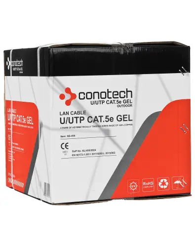 Kabel LAN U/UTP kat.5e Conotech UV ŻEL (500 m)