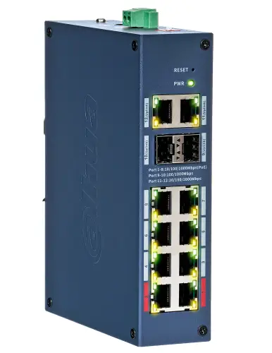 CHS4212-8GT-110 - switch przemysłowy, gigabitowy PoE 8-port + 2 RJ45 + 2 SFP