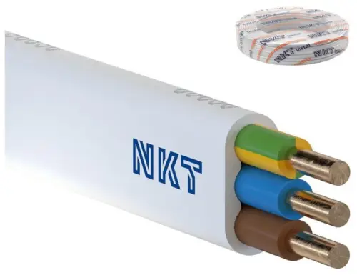 Przewód elektryczny drut płaski YDYp 450/750V 4x1,5mm2 NKT biały 100m