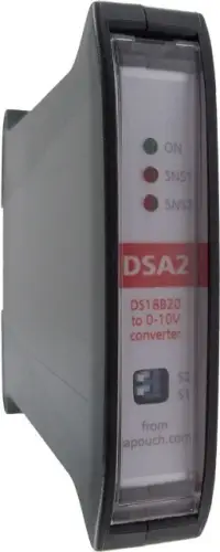 DSA2 - dwukanałowy przetwornik D/A z DS18B20 na 0-10V