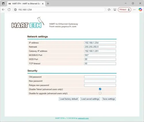 HART - konwerter interfejsu HART (Ethernet)