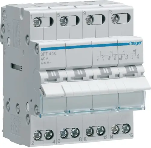 Modułowy przełącznik instalacyjny I-0-II  4P 40A 400VAC Hager SFT440
