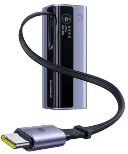 Powerbank Baseus EnerGeek GR11 20000 mAh 145 W USB-A 2x USB-C szary ze zwijanym kablem USB-C
