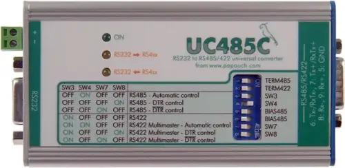 UC485C - konwerter RS232 na RS485/RS422, wersja ze złączem D-SUB9 (izolacja galwaniczna, zasilanie 12 V DC)