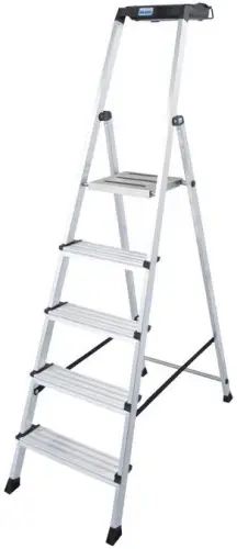 Drabina aluminiowa jednostronna Krause SECURY MultiGrip 1x5 z półką 126535