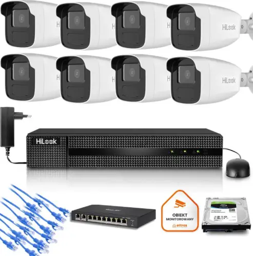 Zestaw monitoringu Hilook 8x kamera IPC-B440H(4mm)(C) z dyskiem 2TB