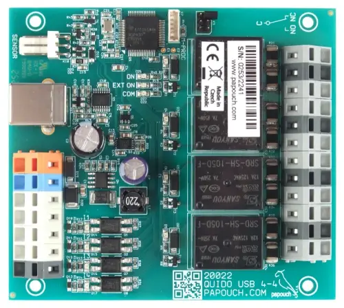Quido USB 4/4 - 4 wejścia, 4 wyjścia i termometr (zasilanie 5 V DC)