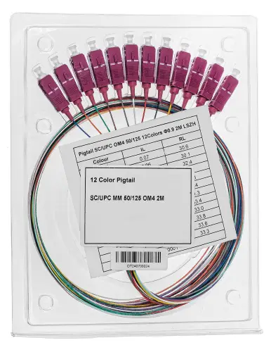 Pigtail światłowodowy SC MM OM4 - 2m (12-pack)