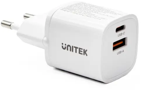 Ładowarka sieciowa Unitek 33W biała (USB-A, USB-C)