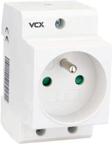 Gniazdo na szyne TH 35 z bolcem uziemiającym 230V VCX GN TH