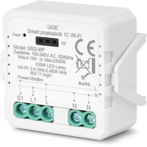 GISE Smart Pojedynczy moduł przekaźnikowy WiFi | Tuya | GSS-WF