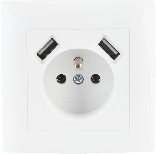 Gniazdo pojedyncze z uziemieniem z USB VCX WESA LC 13A Biały