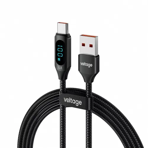 Kabel USB-A / USB-C Voltage PowerDisplay 66W 100cm czarny