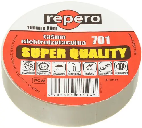 TAŚMA IZOLACYJNA REPERO 701 BIAŁA 19MMX20M