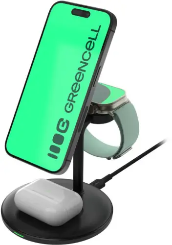 ŁADOWARKA INDUKCYJNA Greencell MagScape 3w1 15W MagSafe IPhone AirPods Apple Watch