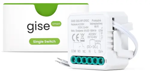 GISE Smart Pojedynczy moduł przekaźnikowy bezpotencjałowy niskonapięciowy WiFi | Tuya | GSS-WF-DRDC