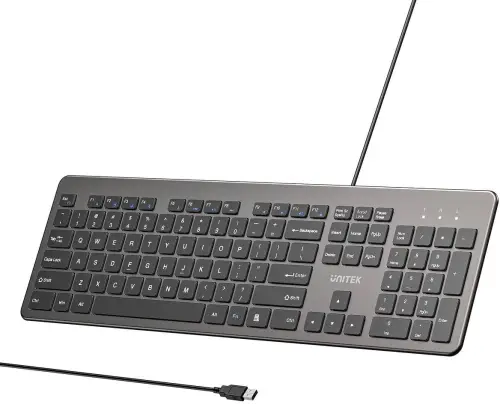 Klawiatura przewodowa Unitek SlimTap USB-A, szara