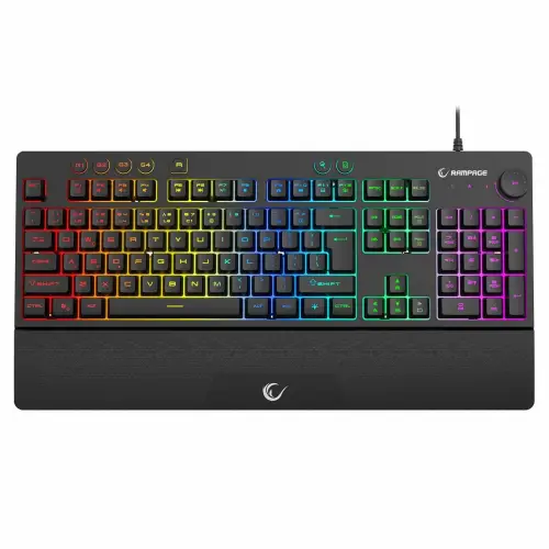 Klawiatura przewodowa Rampage Simula RGB Makro czarna z podstawką