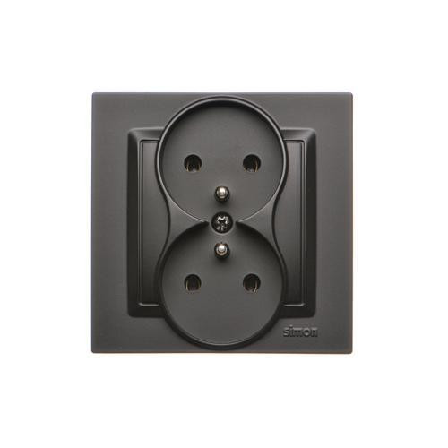 KONTAKT SIMON 10 CZARNY MAT GNIAZDO Z/U 2X ZACISKI ŚRUBOWE 16A 250V