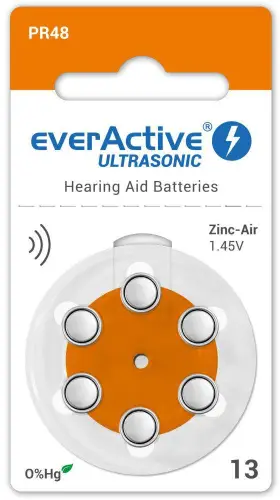 Bateria do aparatu słuchowego everActive ULTRASONIC 13 / PR48 (blister 6 szt.)