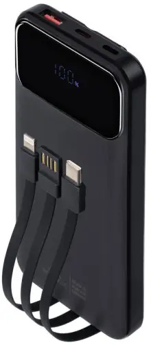 Powerbank Rivacase 10000mAh 22.5W PD 2x USB-C 1x USB-A VA2211 czarny + kabel USB-C i Lightning