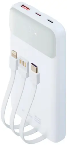 Powerbank Rivacase 10000mAh 22.5W PD 2x USB-C 1x USB-A VA2211 biały + kabel USB-C i Lightning