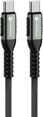 KABEL USB-C / USB-C Forcell F-Energy Cafule 200 cm 240 W 5A PD QC 4.0 CZARNY W OPLOCIE