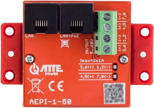 Adapter PoE PASSIVE 1 kanałowy 10/100/1000Mbps ATTE AEPI-1-50